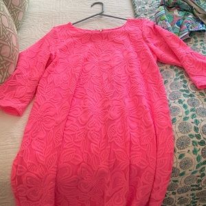 Lilly Pulitzer Hot Pink Shift Dress with bell sleeves